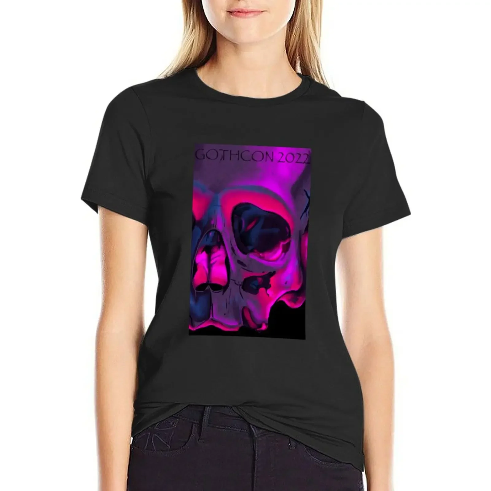 

GothCon 2022 Skull T-Shirt Short sleeve tee tees blanks Womens clothing