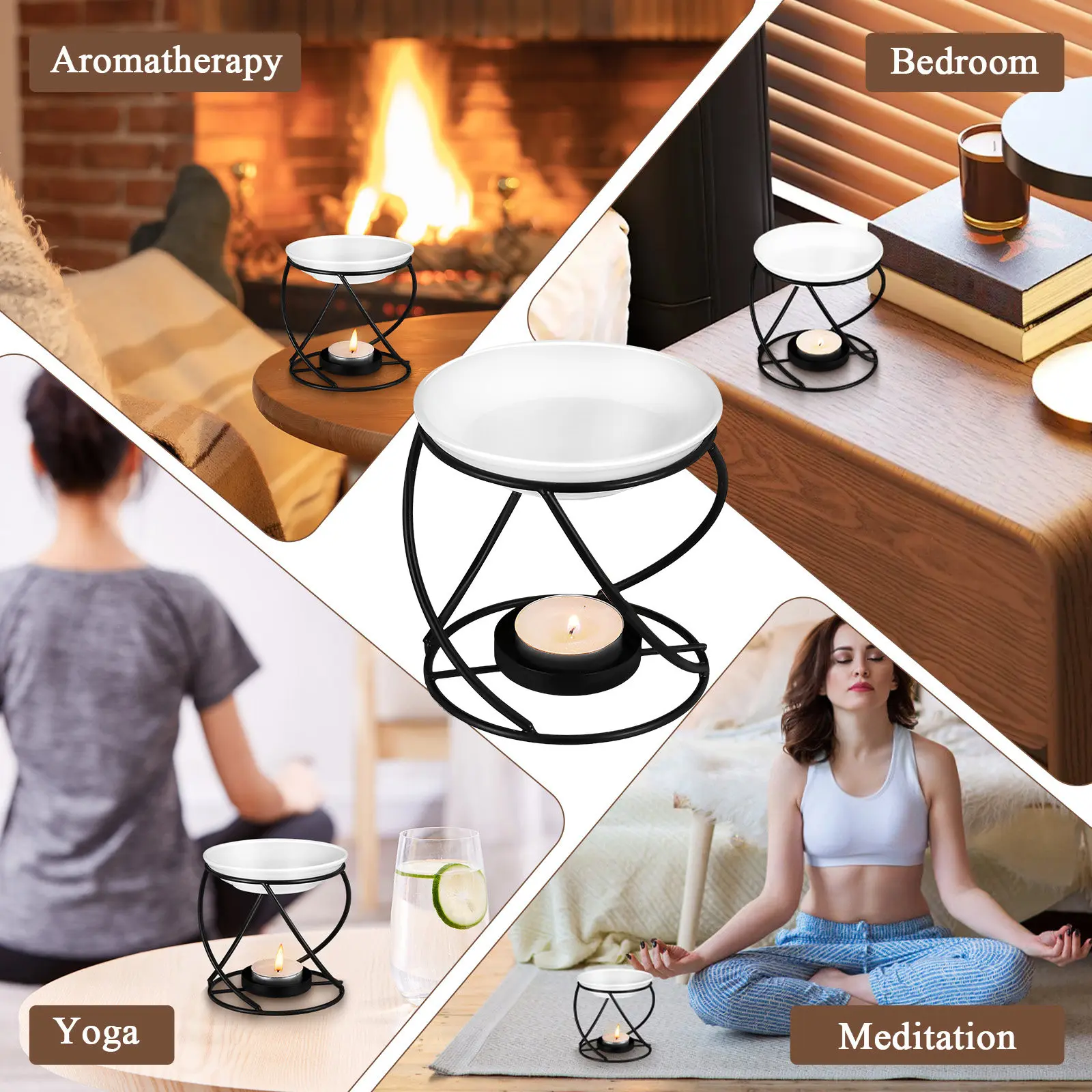 Sleek Oil Diffuser Warmer Wax Melt Burner Tealight Scent Diffuser Home Fragrance Warmer for Seasonal Aroma