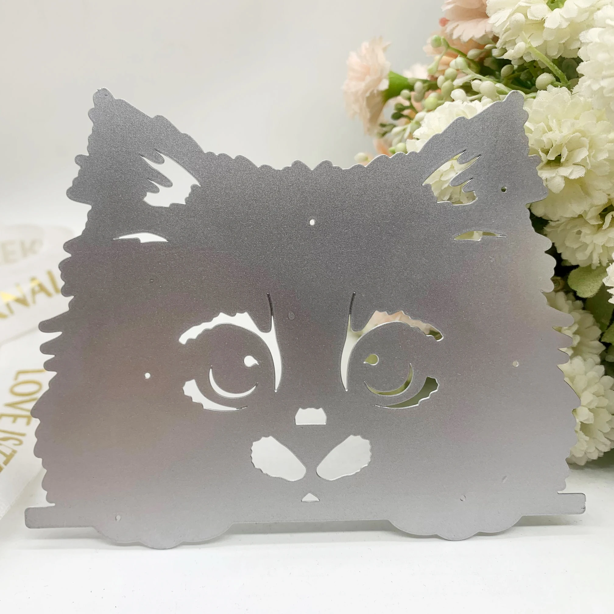 Furry Cat Head Shape Metal Cutting Die DIY For Scrapbooking Decoration CraftsLace Stationery