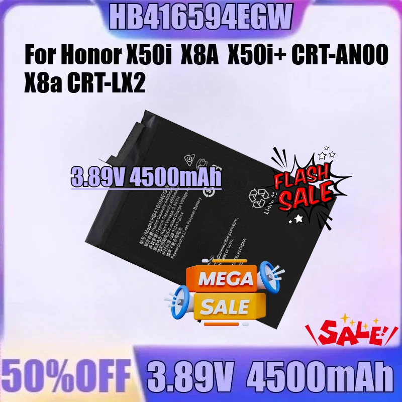 Для Honor X50i X8A X50i + CRT-AN00 X8a CRT-LX2 HB416594EGW аккумулятор новый HB416594EGW 3,89 В 4500 мАч высококачественный аккумулятор