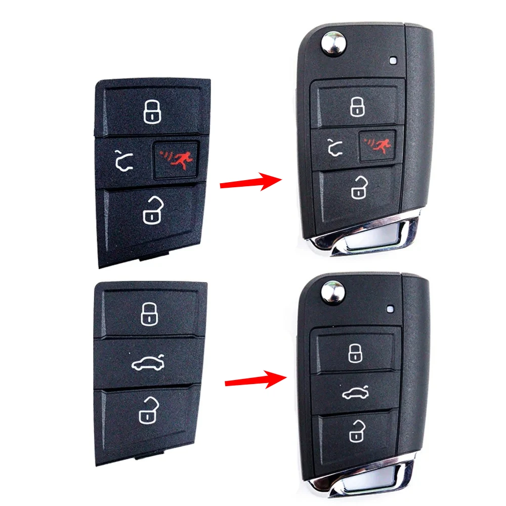 3 4 Button Pad Replacement Car Key Rubber Fob for Volkswagen VW Golf 4 5 7 MK7 Tiguan for Skoda Octavia A7 Seat Leon Ibiza Altea