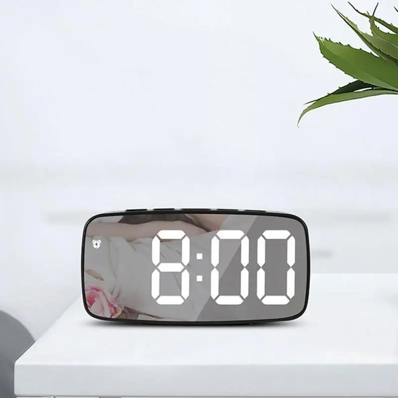 DXAF Led Digital Electronic Alarm Clock Mirror Snooze Wake Up for Time Clocks