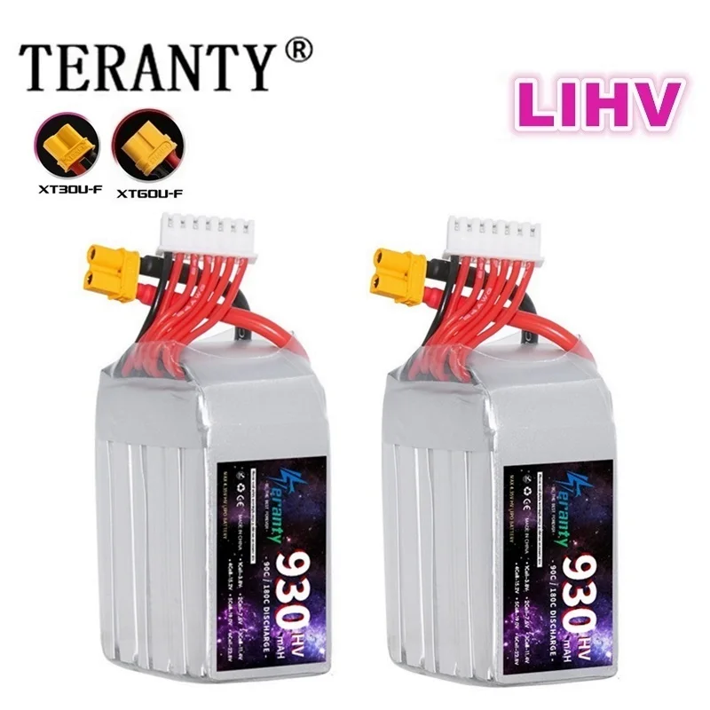 

TERANTY HV 6S 22.8V 90C/180C 930mAh Lipo Battery For RC Helicopter Quadcopter FPV Racing Drone Rechargeable Battery XT60 XT30