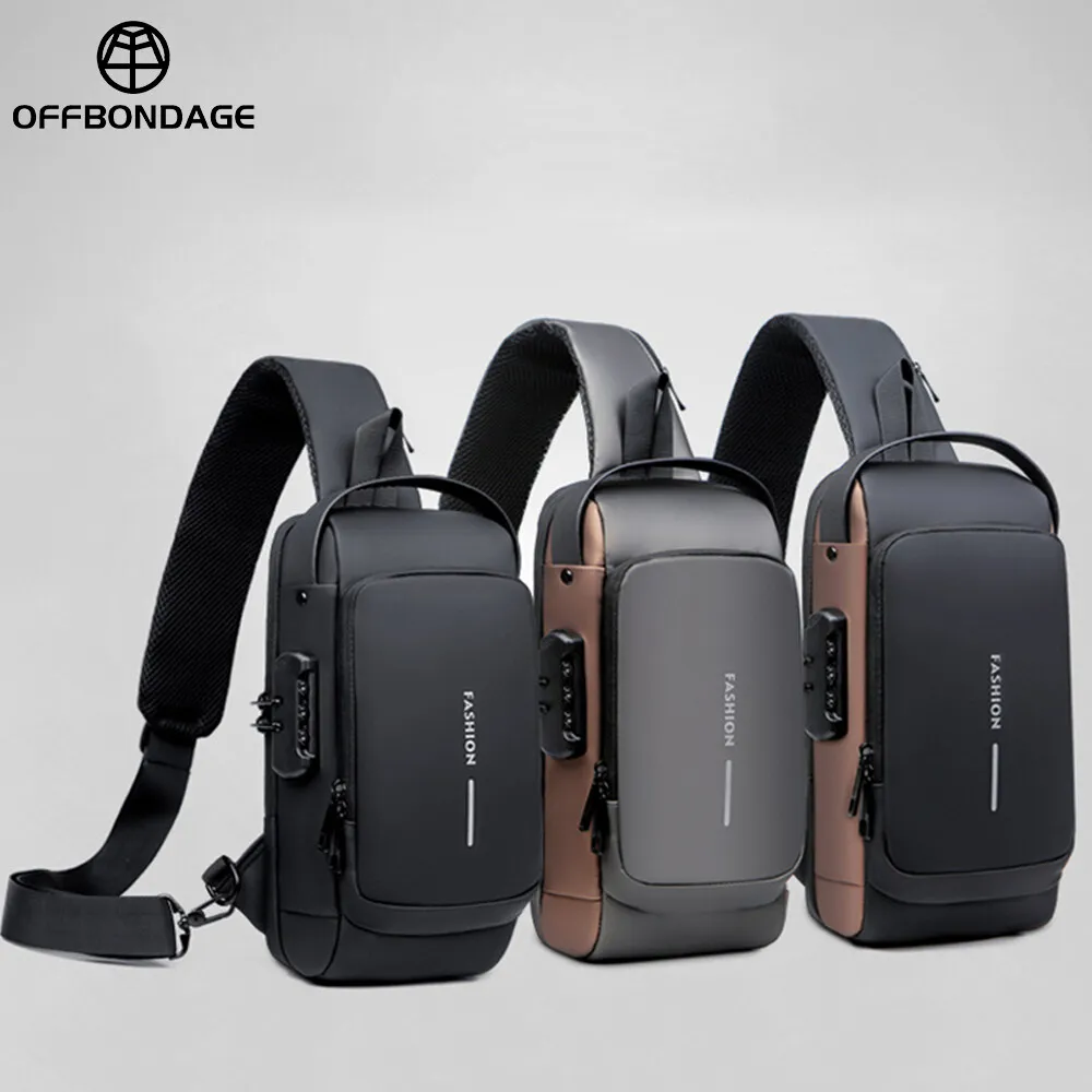 

Multifunction Patent Leather Cycling Chest Bag Waterproof Crossbody Bag Anti-theft Travel Bag Male USB Charging Pack