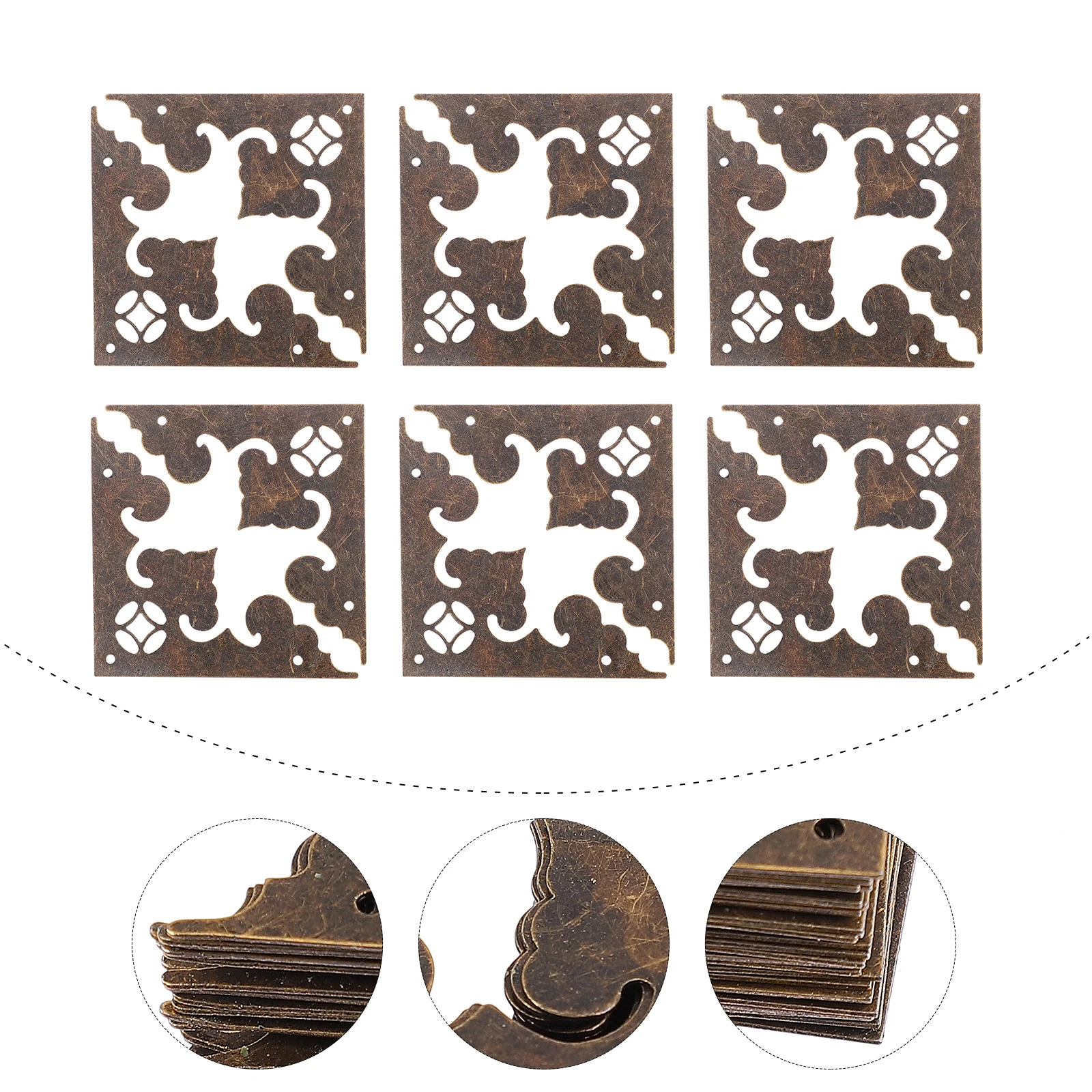 

24pcs Box Corner Protectors Vintage Furniture Durable Metal Decorative Guard For Jewelry Cigar Gift Boxes Corner Hardwares