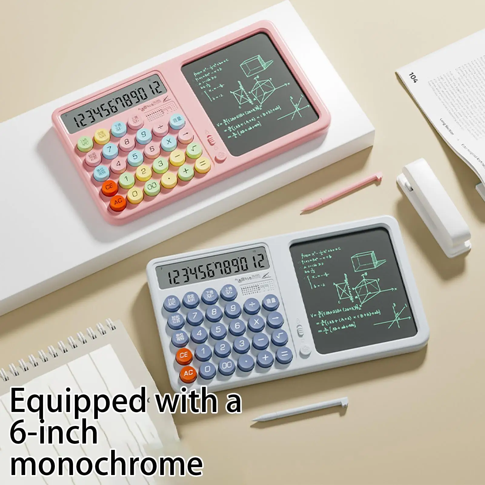 12 Digits Voice Notepad Calculator Calculation Tool With Handwriting Drafting Board Large Display Eye Protection For Students