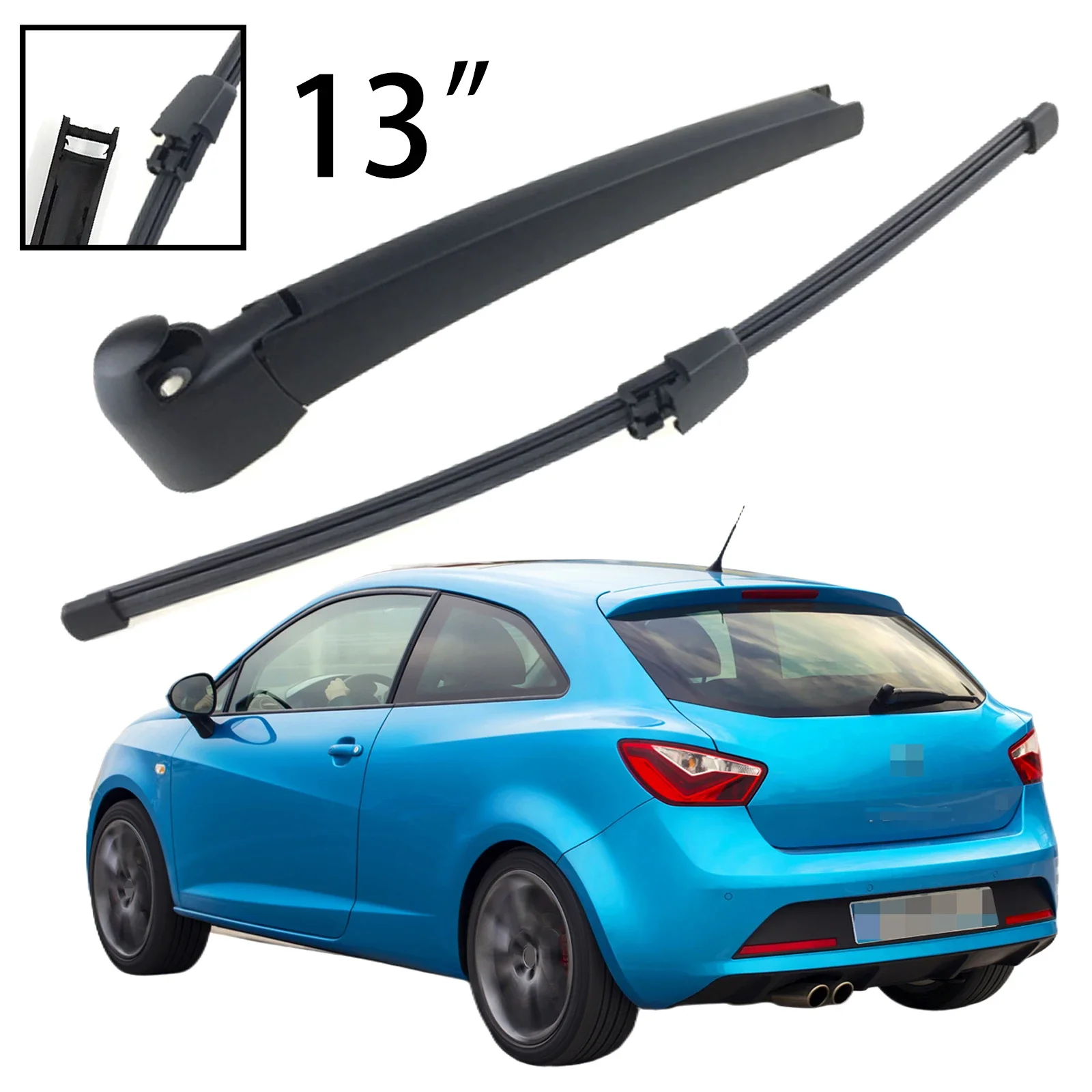 

For Seat Ibiza Sport Coupe SC 2012-2017 Car Accessories 13" Rear Windshield Windscreen Washer Wiper Arm Blade Set