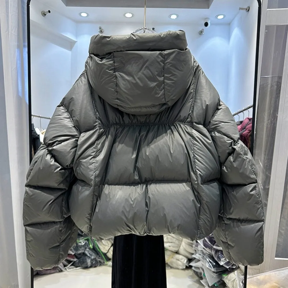 Puffer Coat Women Vintage Down Coat Autumn Winter Long Sleeve Hooded Parkas Female Casual Thicken Warm Down Jackets Feathers