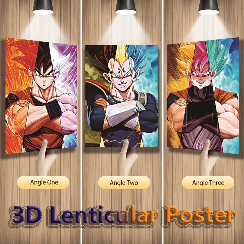 

Dragon Ball Z Anime Lenticular Poster Goku Vegeta Black Goku Painting 3D Flip Gradient Poster Home Decor(Without Frame)
