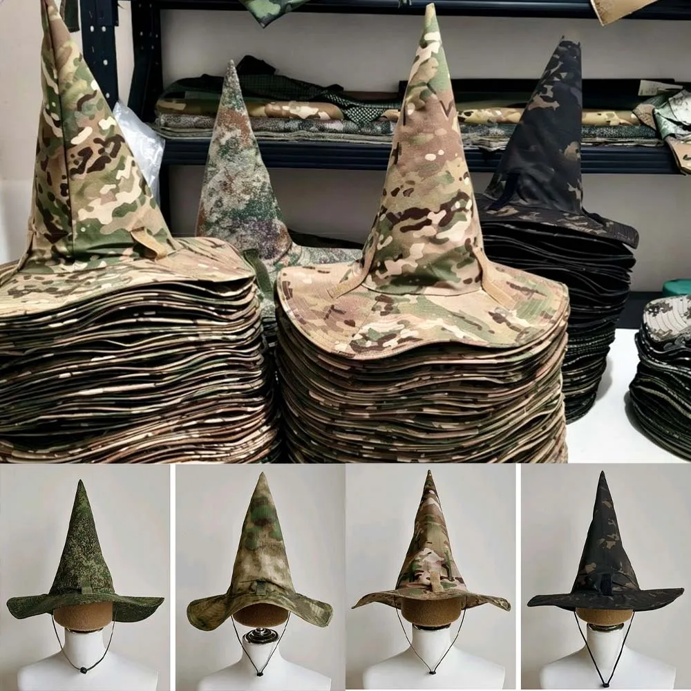 Magic Wizard Hat Tactical Camouflage Hunting Boonie Hat Airsoft Wizard  Brim Sun Cap for Outdoor Cosplay Fishing Camping Hiking