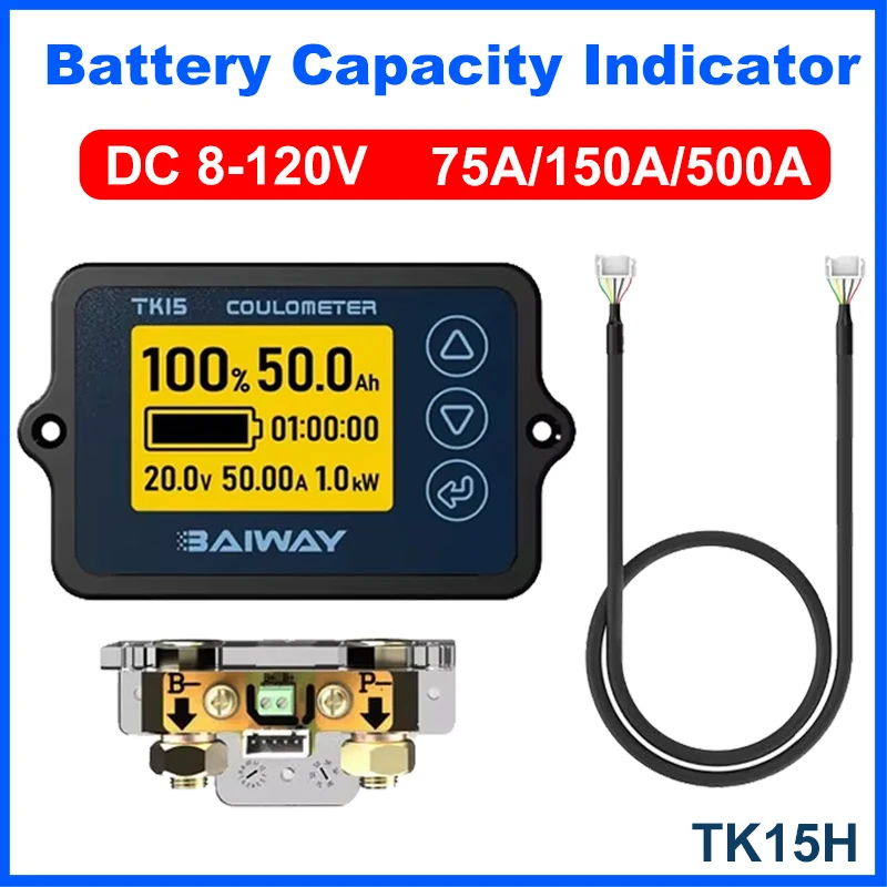 Coulometer DC 8-120V Battery Capacity Indicator Professional Precision Vehicle Battery Capacity Tester Voltage Current Indicator