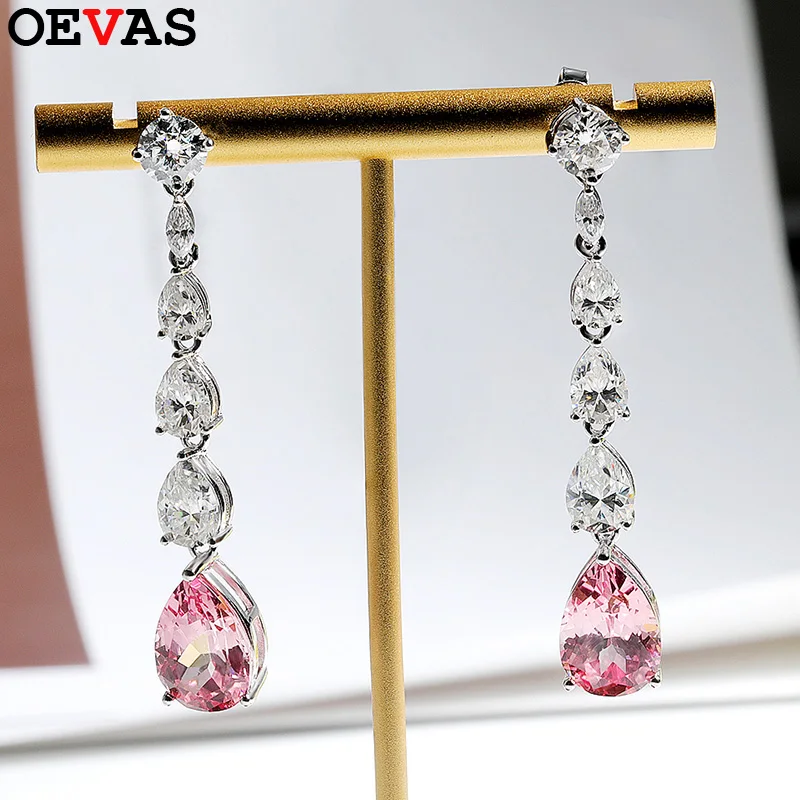 OEVAS 16.98cttw Moissanite Diamond Stud earrings Lab Grown 9*13mm Papalacha Drop Earrings For Women Sparkling Party Fine Jewelry