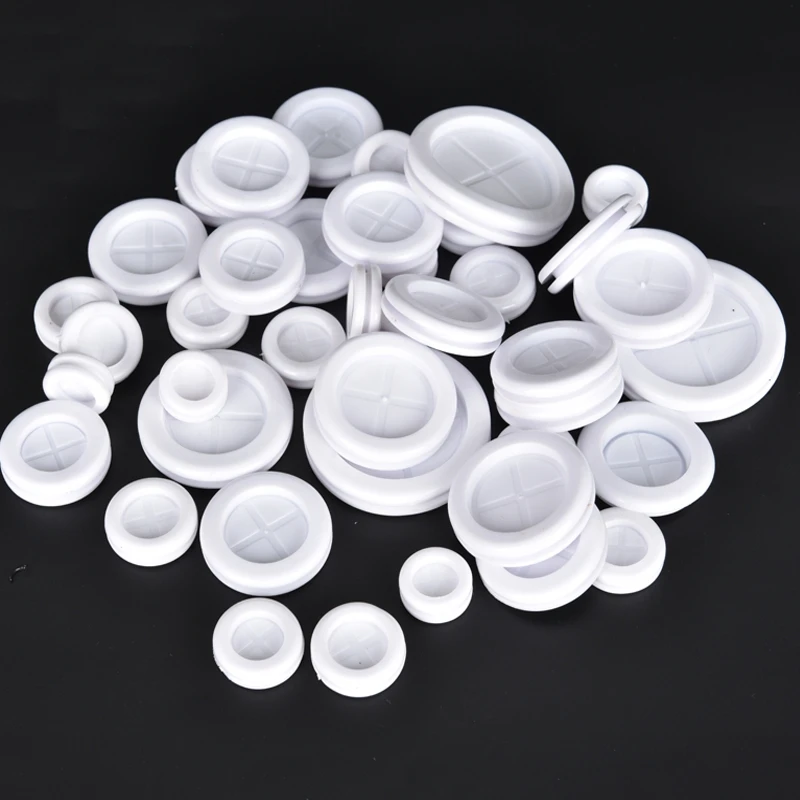 Flexible White Rubber Grommet Dust Waterproof Cable Hole Blanking Plug Anti Scratch Wiring Protector Rings 13-90mm 1-10Pcs