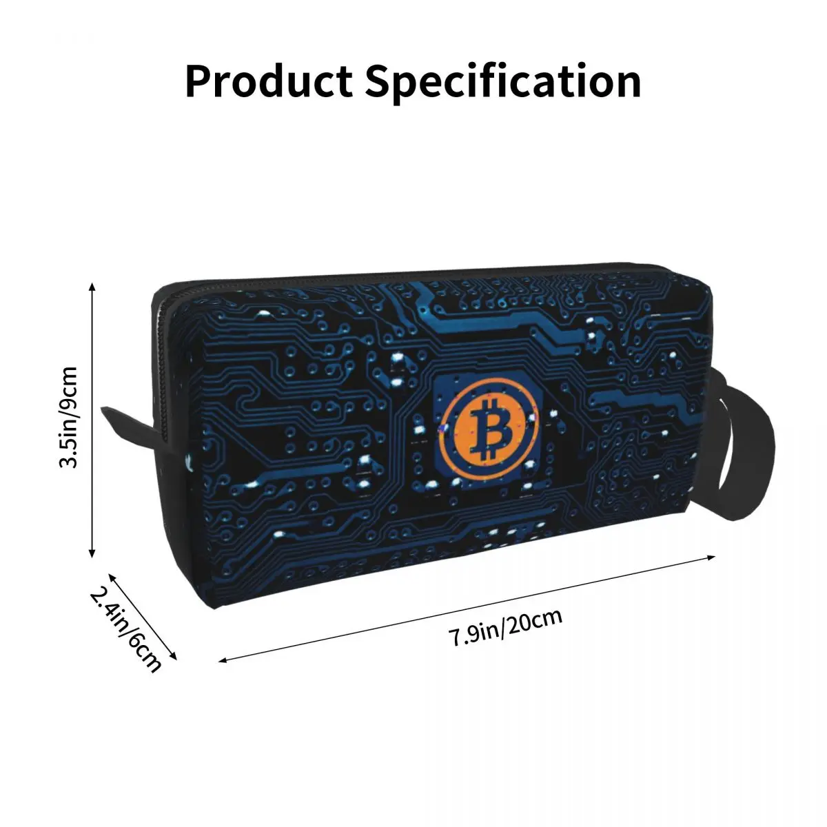 Bolsa de cosméticos de circuito de CPU de placa base de ordenador de Bitcoin, bolsa de cosméticos de gran capacidad, Btc Blockchain, estuche de maquillaje, bolsas de aseo de almacenamiento