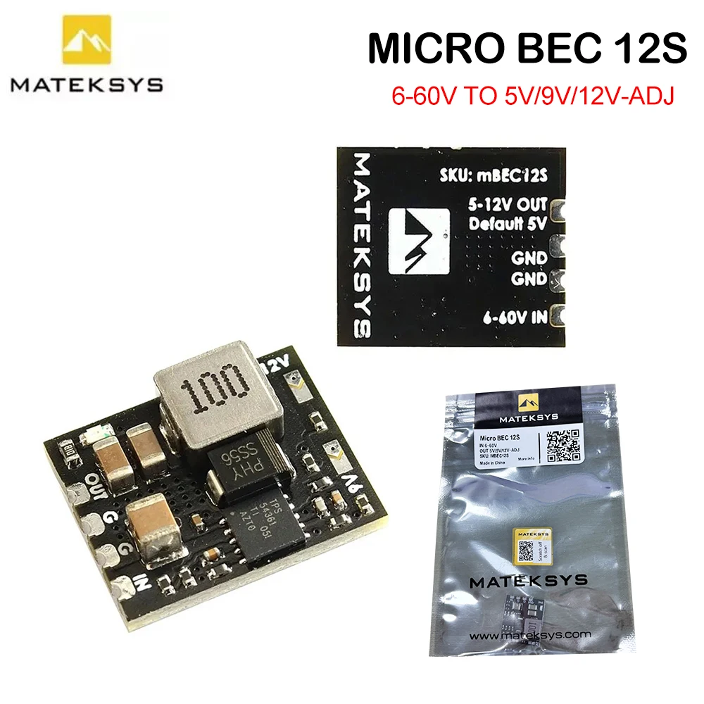 MATEK Mateksys MICRO 12S BEC 6-60V to 5V/9V/12V-ADJ Step Down Voltage Regulator For Model Airplane Helicopter FPV Racing Drones