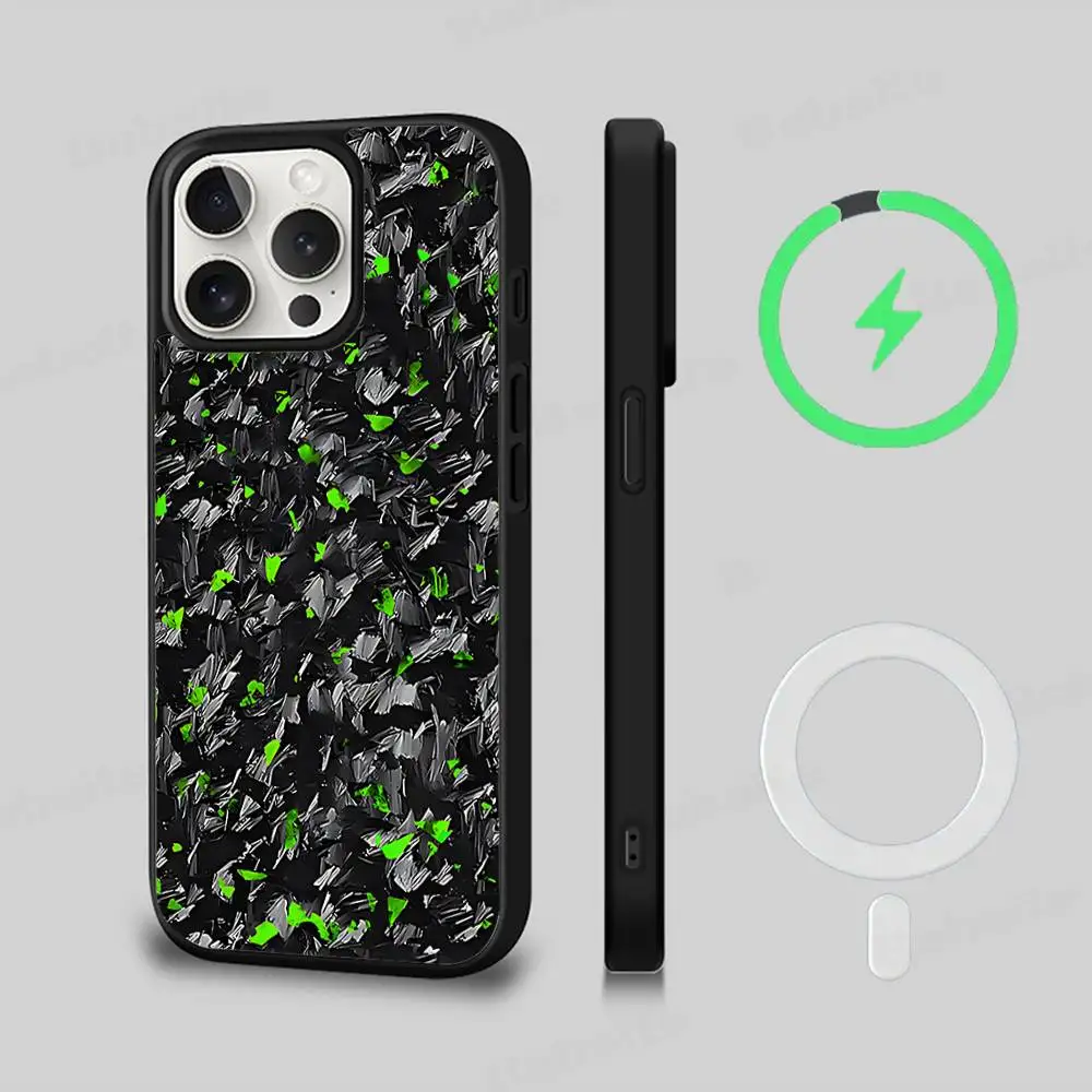 Forged C-Carbon Fundas For Magsafe Magnetic Wireless Phone Case For IPhone 11 12 13 14 15 16 17 Pro Max Plus Cover