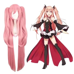 Anime Owari no Seraph Of The End Krul Tepes Cosplay Wig Pink 100CM Long Curly Synthetic Hair Double Ponytail Cosplay Wig