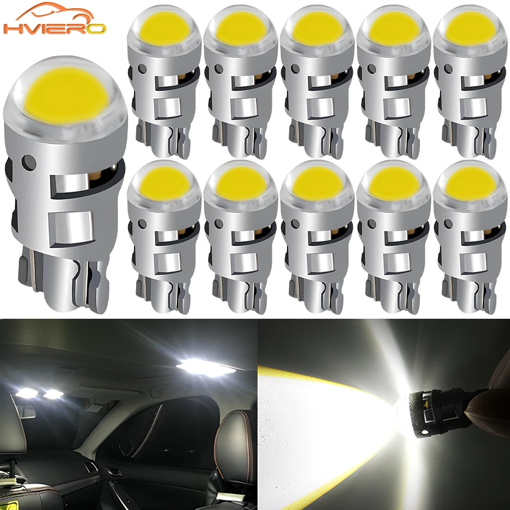 

10pcs Car Bulb W5W 194 168 Reading Interior Lamps Clearance Backup Reverse Fog Light Ultra Bright T10 COB Led DC 12V Signal Lamp