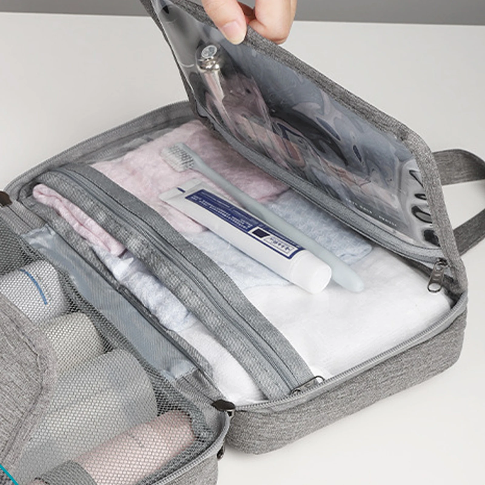 

Travel Toiletry Bag Lightweight Storage Tote Waterproof Polyester Durable Practical Cosmetics Organizer Bag Storage Makeup