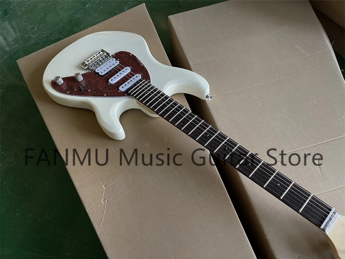 Classic white guitar solid wood body SSH pickup, red turtle shell guard, rosewood fingerboard, maple neck, fixed bridge