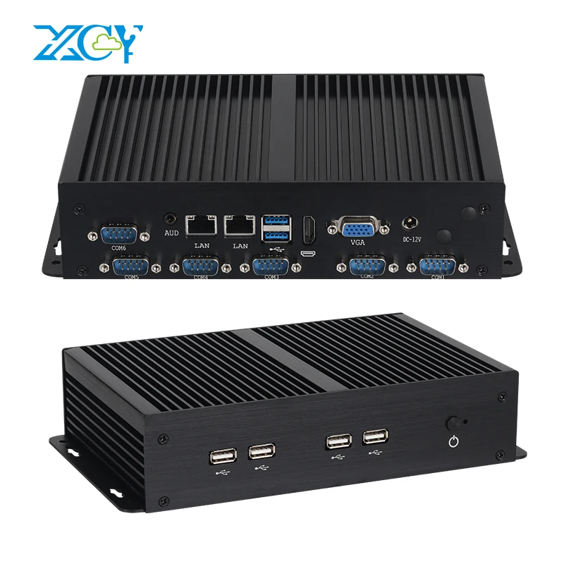 Fanless Industriële Mini Pc Intel I7 7500u 6x Com Rs232 Ttl Rs485 2x Lan 6x Usb Hdmi Vga Lvds Wifi Sim Slot 4G Lte Windows Linux