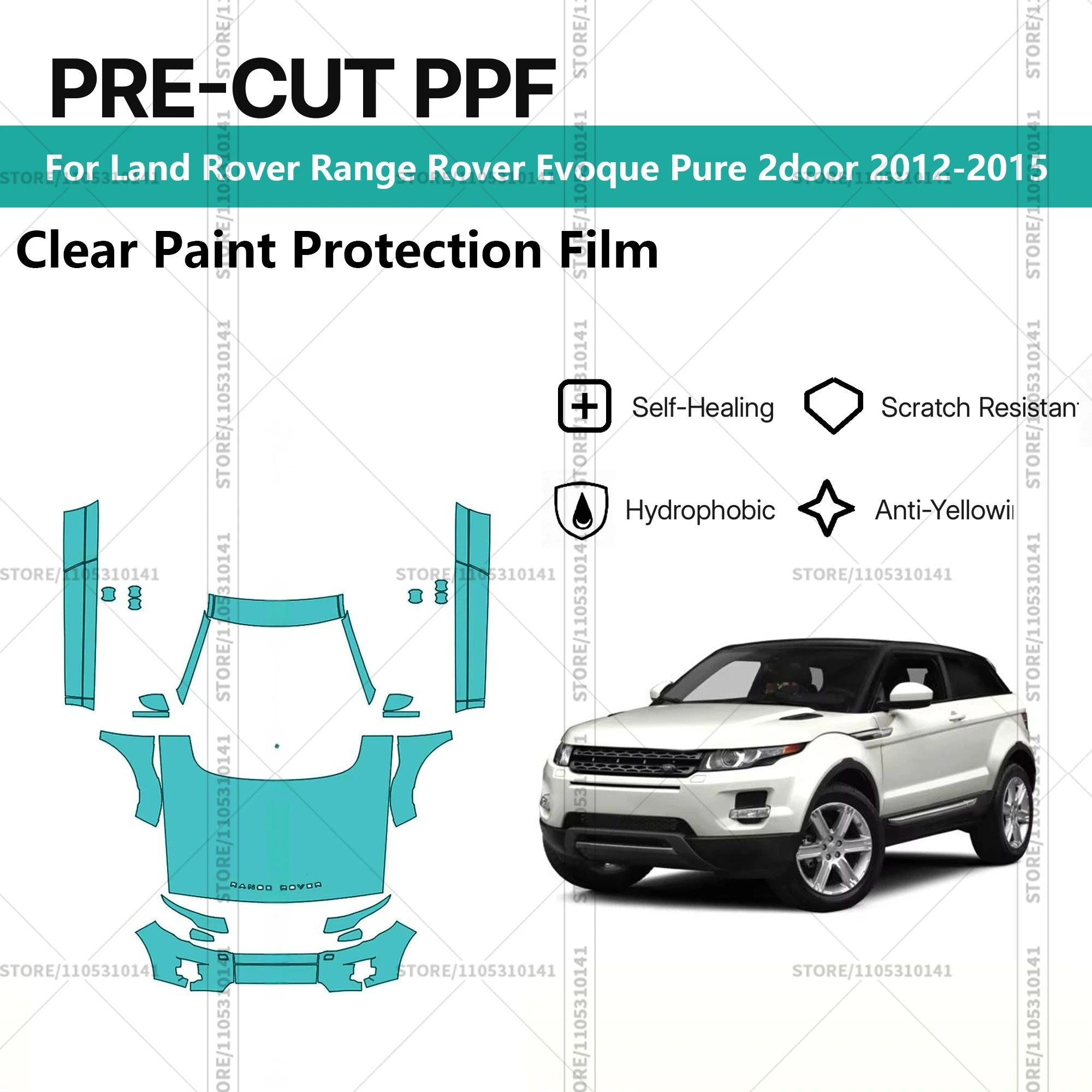 

Предварительно нарезанная защитная пленка PPF, прозрачная автомобильная пленка для Land Rover Range Rover Evoque Pure 2-дверный 2012-2015 гг.