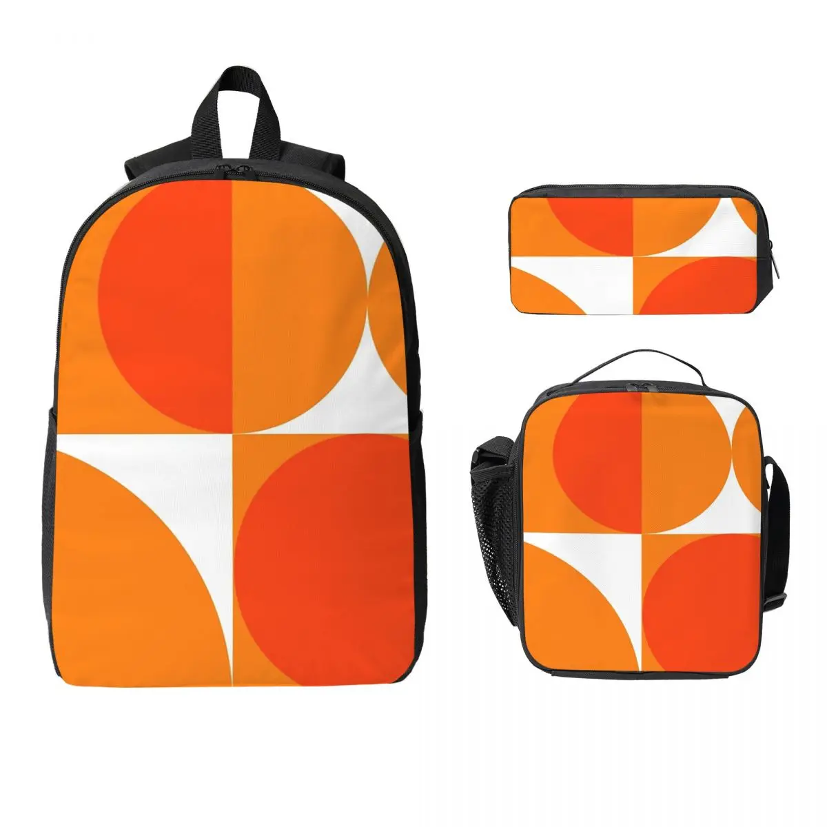 

Orange Bauhau Backpack Student Boys Girls BookBag School Bag Computer Shoulder Bags 3ps Insulated Lunch Bag Pencil Case