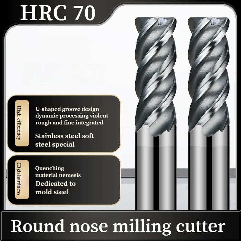 HRC70 HRC62 R0 5 R1 R2 R3 CNC Metal Cutter for Steel Machining 4 Flutes Corner Radius End Mill Tungsten Carbide