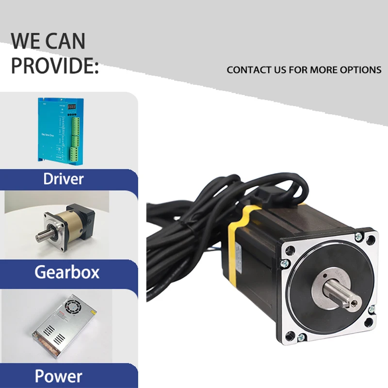NEMA 34 محرك متدرج بحلقة مغلقة هجينة مع لوحة 86X128mm عزم دوران عالي 10 N.m DC Power ROHS معتمد لآلات CNC