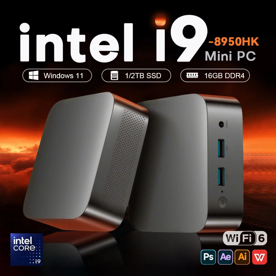 كمبيوتر صغير محمول يعمل بنظام Windows 11 Intel Core i9 8950HK Celeron N5095 كمبيوتر ألعاب 16 جيجابايت DDR4 1 تيرا بايت 2 تيرا بايت SSD WiFi 6 ألعاب كمبيوتر مكتبي