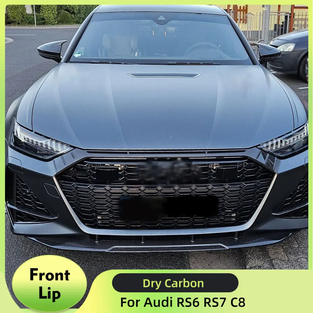 

3PCS Dry Carbon Fiber Car Front Bumper Lip Spoiler for Audi RS6 RS7 C8 Avant 2019-2021 Front Diffuser Protector Cover Guard