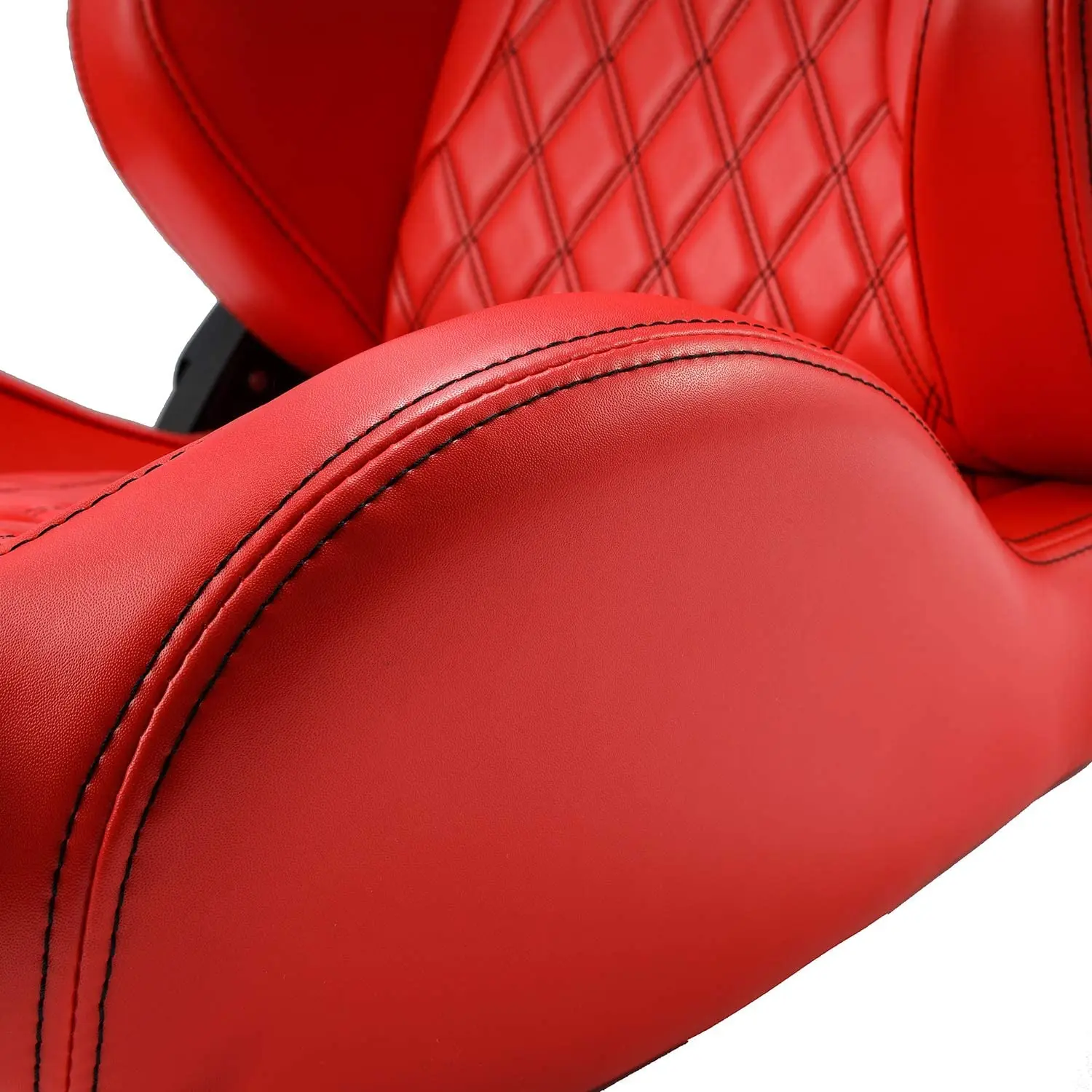 Universal Red PVC Leather Red Stitch With Double Slider Bucket Sim Racing Bucket Seat view 4