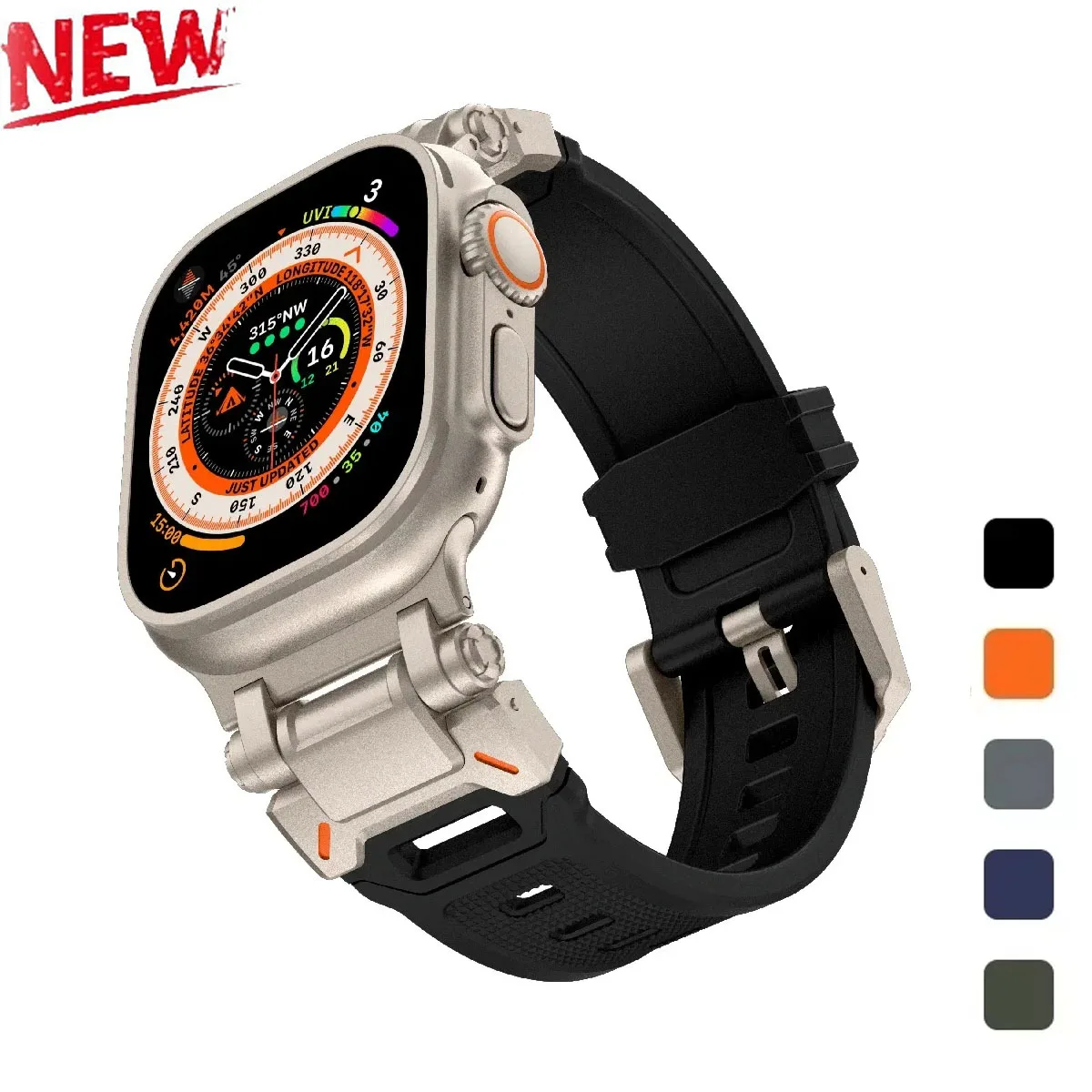 Weiches Armband für Apple Watch Ultra 2 Band 49 mm 45 44 42 46 mm Metall-Edelstahl-Anschluss TPU-Armband iWatch 10 9 8 7 6 SE 5 4