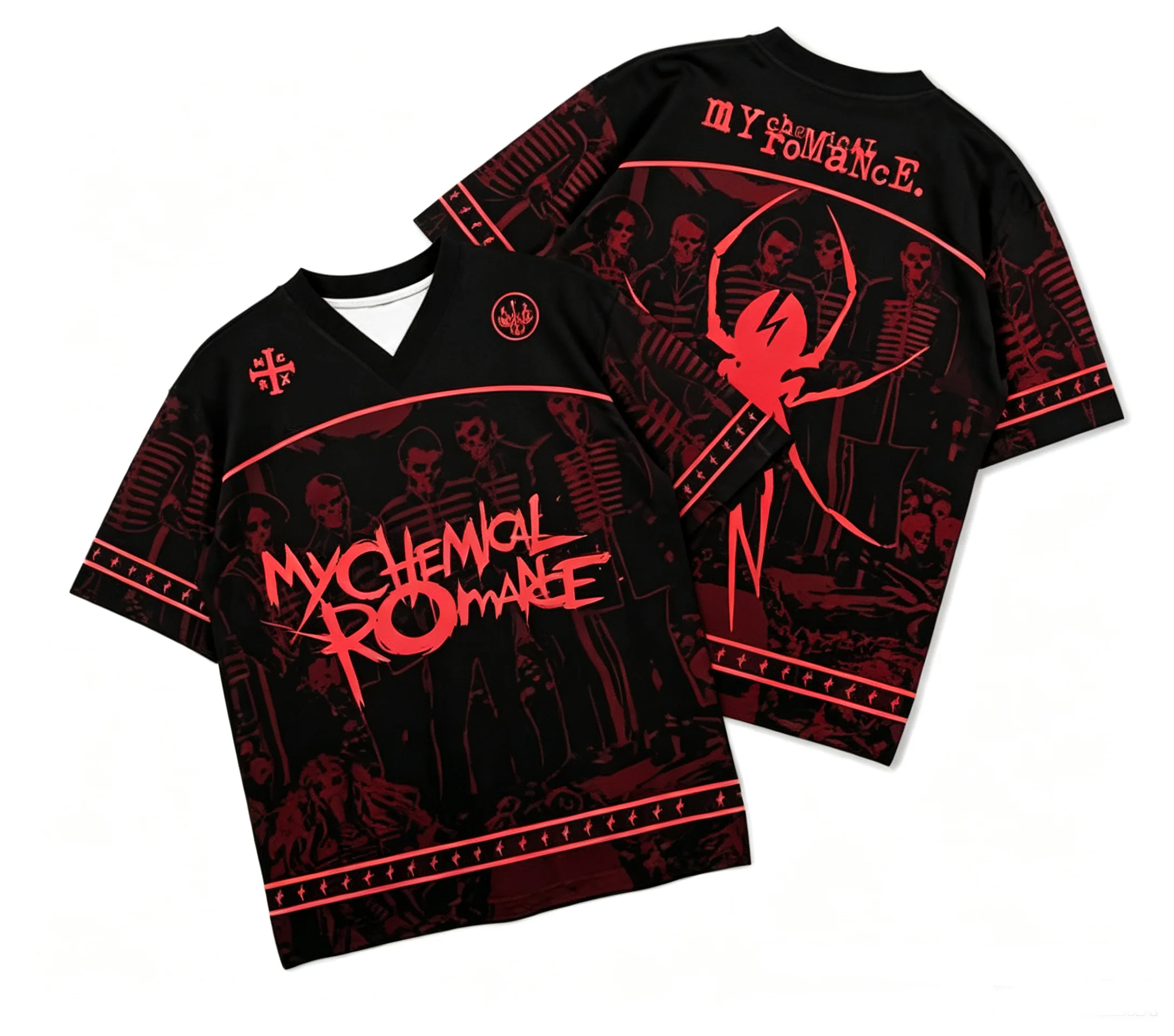 2026 MCR My Chemical Romance Album Tour Football Jersey Shirt, Men's Women's Summer Rock Style Breathable Quick Drying T-shirt