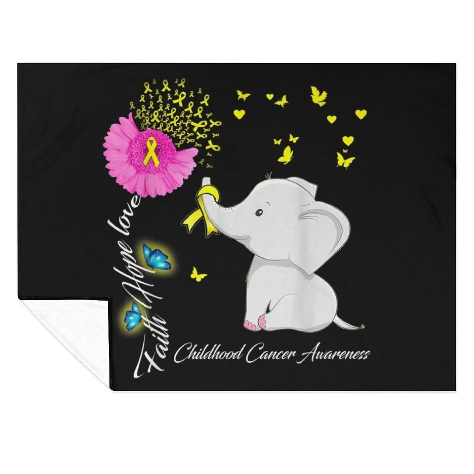 

Elephant Faith Hope Love Childhood Cancer Awareness Throw Blanket Soft Beds Bed covers Blankets