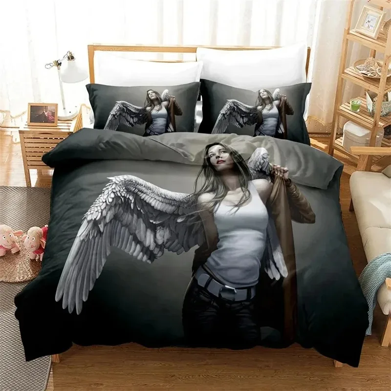 3D Print  Angel Bedding Set,Duvet Cover Comforter Bed Set Quilt Cover Pillowcase,King Queen Twin Size Boys Girls Adults