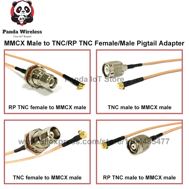 1Pcs for Wireless Modem Extension Wifi Router 10CM-3M RG316 MMCX Male 90-degree to RP/TNC Male Female Pigtail Cable Adapter