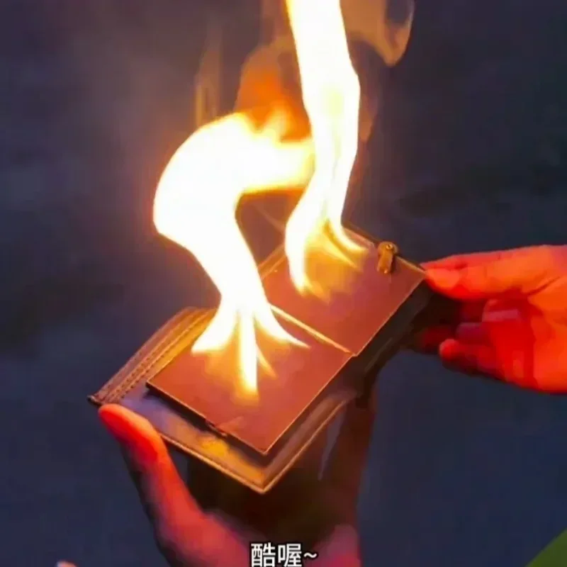 Creative Magic Fire Wallet Big Fire Oil Lighter Wallets Open Flame Lighters Smoking Accessories Men's Gift Encendedores