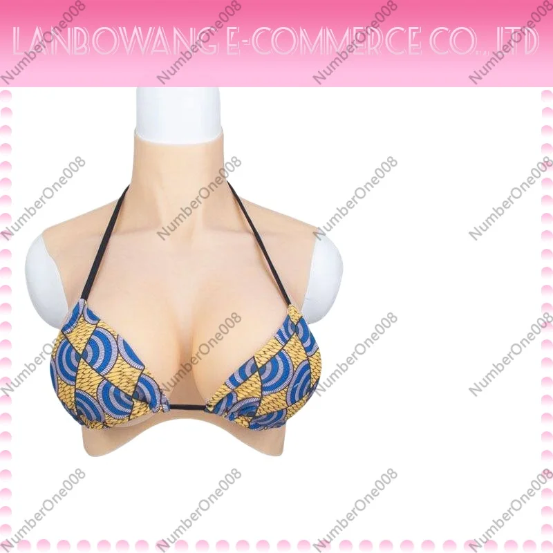 New Silicone Breast Forms Fake Breasts with Clavicle for Male Crossdresser Cosplay Drag Queen Large Size Realistic