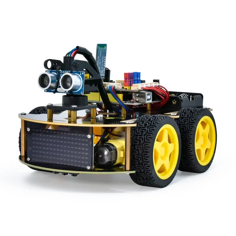 DIY Electronic STEM Programming Learning Four Wheel Drive Bluetooth Multifunctional Electronic Cart V2.0 for Arduino