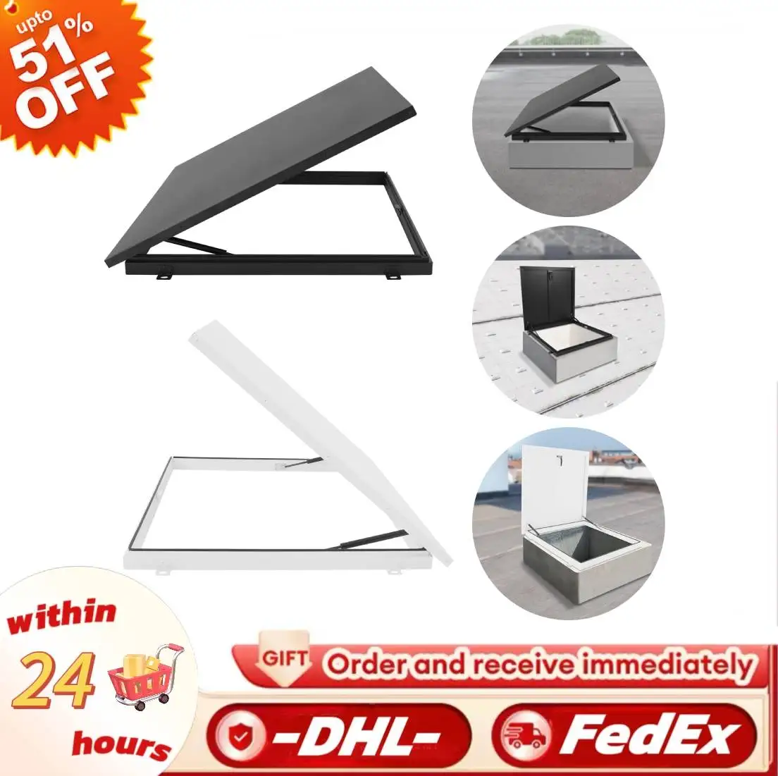 

Roof Hatch 31.5*31.5in,Aluminum Alloy Roof High Safety Door Rainwaterproof 90° Open/Close,for Residential Commercial Buildings