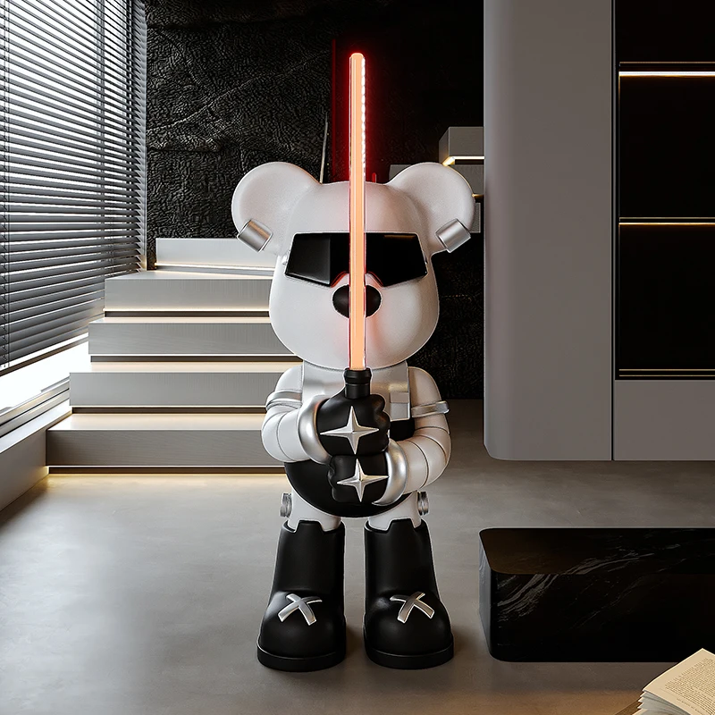 Luxury and High end Large scale Ornament for Living Room and Billiards Hall Lightsaber themed Violent Bear Doll Figure sculpture