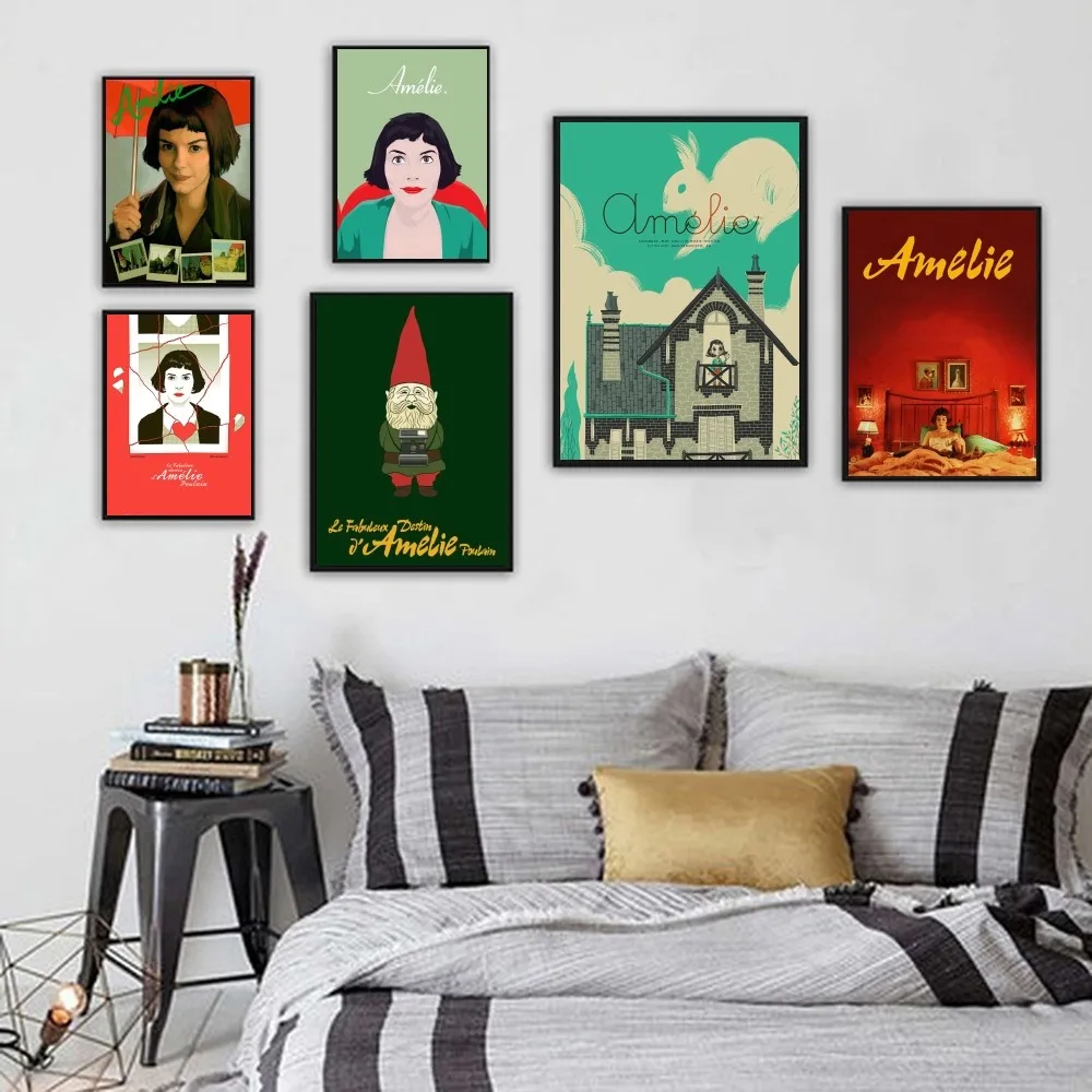 Movie Amelie Poster 1PC Cartoon Pop Poster Paper Waterproof HD Sticker Bedroom Entrance Home Living Room Wall Decor