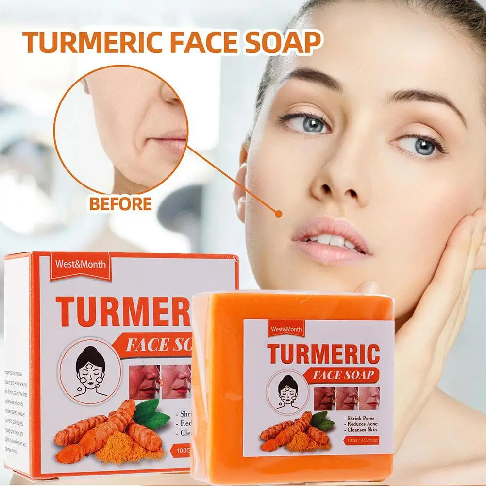 Turmeric Face Soap Moisturizing Mild Face Washing Anti Lightening Acne Wash Whitening Handmade Skin Soap Facial Skin Face S6D7