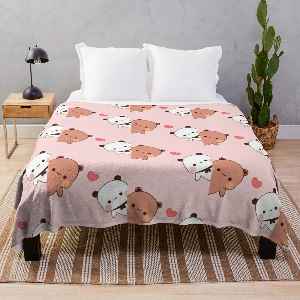 Bubu Dudu Love Panda Bears Throw Blanket For Decorative Sofa Multi-Purpose christmas decoration Blankets