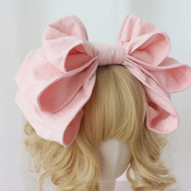 Multi-Color Jacquard Cotton Oversized Bow KC Lolita Hair Accessories Built-in Aluminum Wire Adjustable Shape