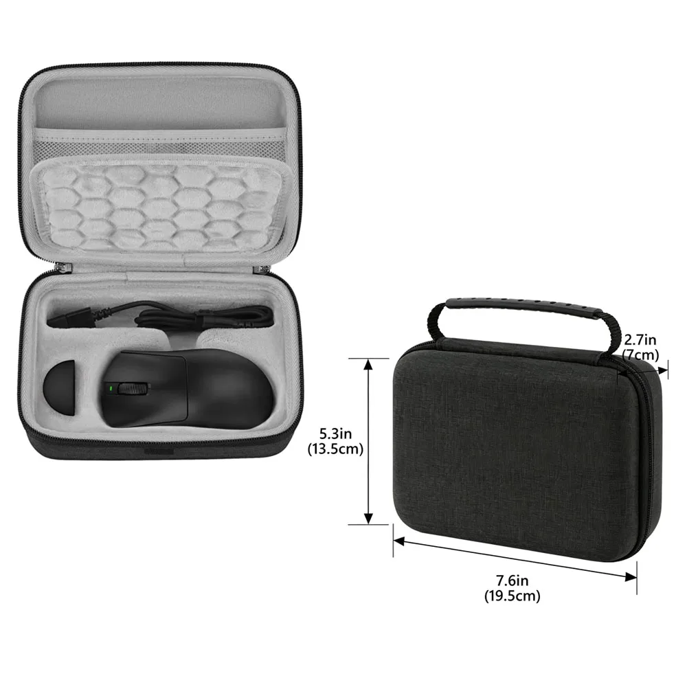 Hard EVA Carrying Case for Razer Viper V4 Pro/V3 Pro Mouse Accessories Shockproof Honeycomb Cushion Travel Storage Bag Black