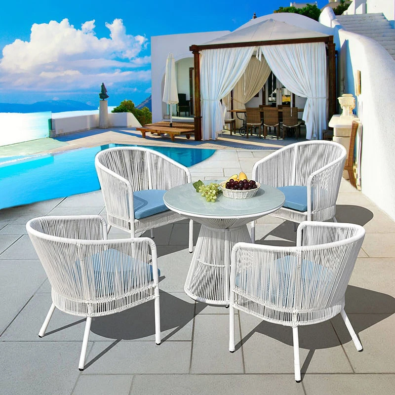 Outdoor furniture minimalist modern balcony table and chair designer sample rattan art courtyard outdoor table and chair rattan