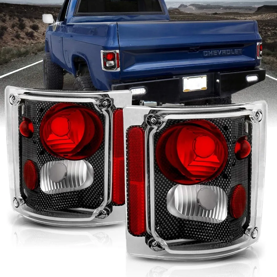 

Carbon Black Housing Replacement Brake Tail Lights Set for 19731991 Chevy GMC Full Size Blazer Suburban Passenger and Driver Si