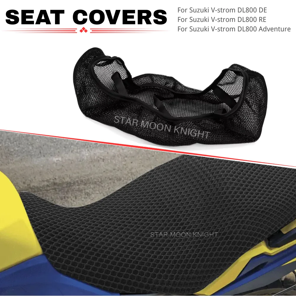 

Passenger Seat Cushion For Suzuki V-strom DL 800 DE DL800 RE Adventure Motorcycle 3D Breathable Anti-Slip Mesh Fabric Seat Cover